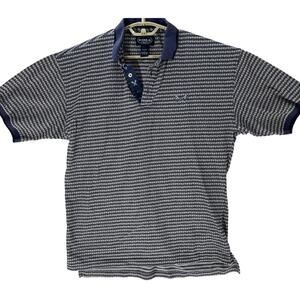 Vintage Eagle Golf Polo Shirt L Blue All Over Print Short Sleeves 100% Cotton
